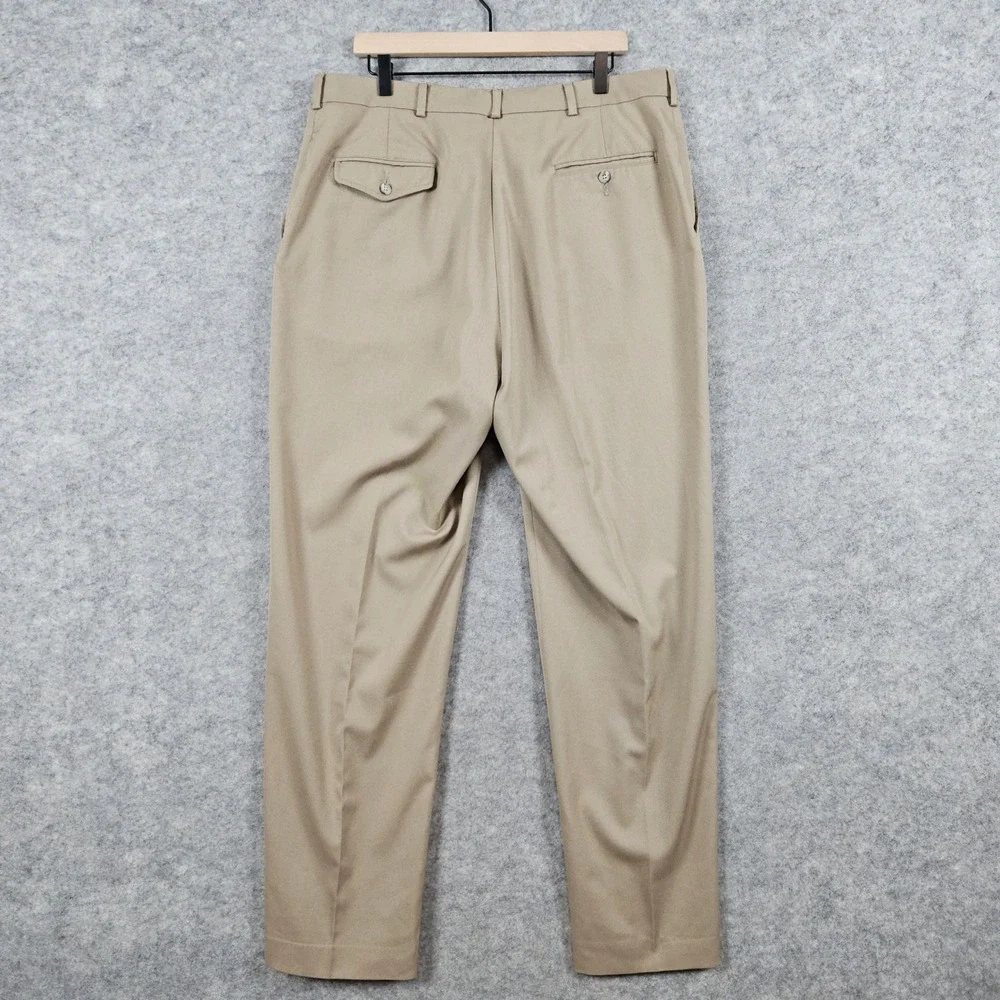 Norm‎ Thompson Men's Size 40 (37x33) Khaki Wool Blend Dress Pants Chinos FLAWS